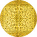 Round Machine Washable Persian Yellow Traditional Rug, wshtr3110yw