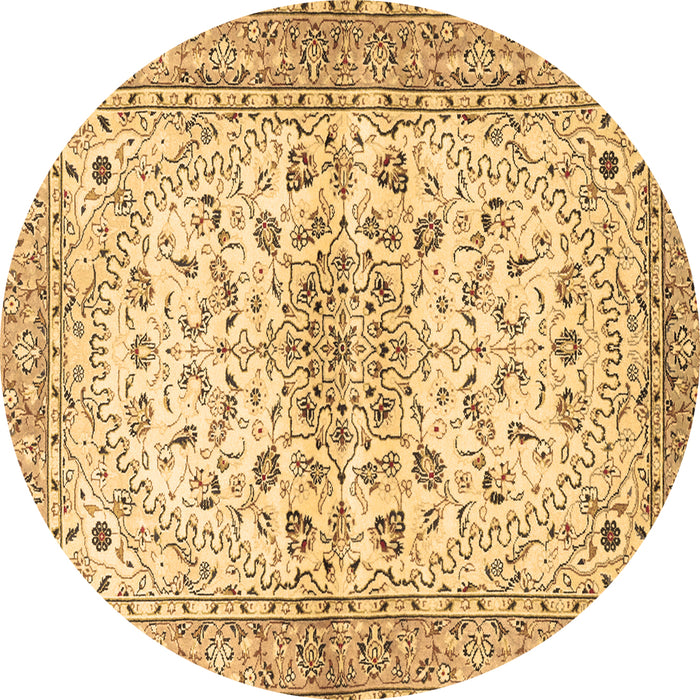 Round Persian Brown Traditional Rug, tr3110brn