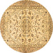 Round Persian Brown Traditional Rug, tr3110brn