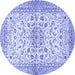 Round Machine Washable Persian Blue Traditional Rug, wshtr3110blu