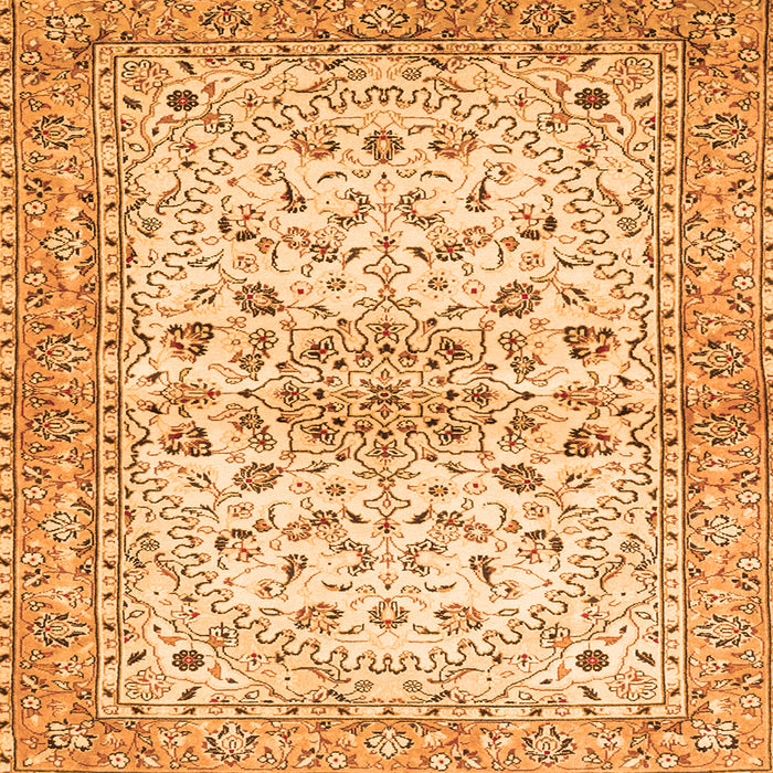 Round Machine Washable Persian Orange Traditional Area Rugs, wshtr3110org