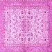 Square Machine Washable Persian Pink Traditional Rug, wshtr3110pnk