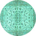 Round Persian Turquoise Traditional Rug, tr3110turq