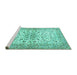 Sideview of Machine Washable Persian Turquoise Traditional Area Rugs, wshtr3110turq