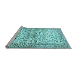 Sideview of Machine Washable Persian Light Blue Traditional Rug, wshtr3110lblu