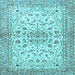 Square Machine Washable Persian Light Blue Traditional Rug, wshtr3110lblu