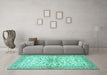 Machine Washable Persian Turquoise Traditional Area Rugs in a Living Room,, wshtr3110turq