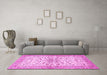 Machine Washable Persian Pink Traditional Rug in a Living Room, wshtr3110pnk