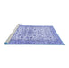 Sideview of Machine Washable Persian Blue Traditional Rug, wshtr3110blu