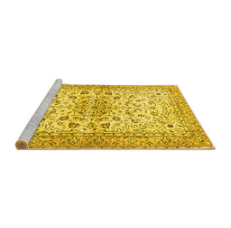 Sideview of Machine Washable Persian Yellow Traditional Rug, wshtr3110yw