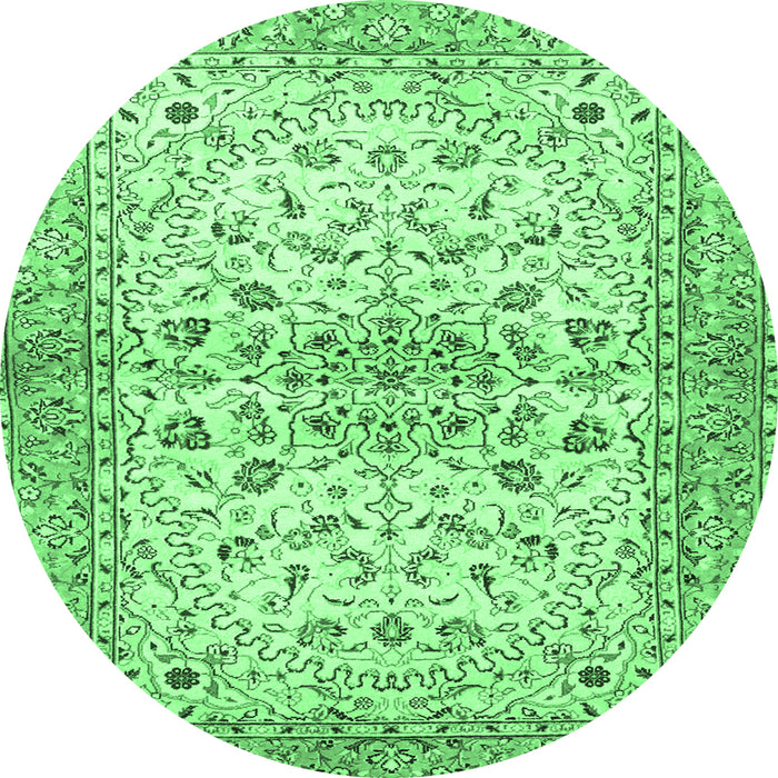 Round Machine Washable Persian Emerald Green Traditional Area Rugs, wshtr3110emgrn