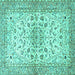 Square Machine Washable Persian Turquoise Traditional Area Rugs, wshtr3110turq