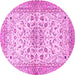 Round Machine Washable Persian Pink Traditional Rug, wshtr3110pnk