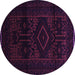 Round Machine Washable Persian Purple Traditional Area Rugs, wshtr3111pur