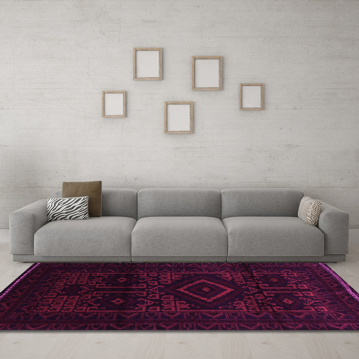 Machine Washable Persian Pink Traditional Rug in a Living Room, wshtr3111pnk