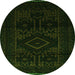 Square Persian Green Traditional Rug, tr3111grn