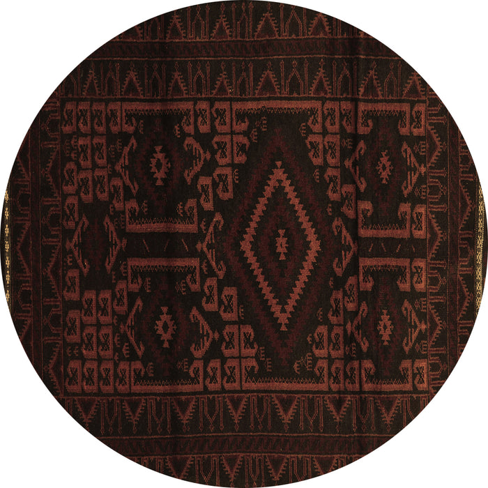Round Persian Brown Traditional Rug, tr3111brn