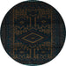 Round Persian Light Blue Traditional Rug, tr3111lblu