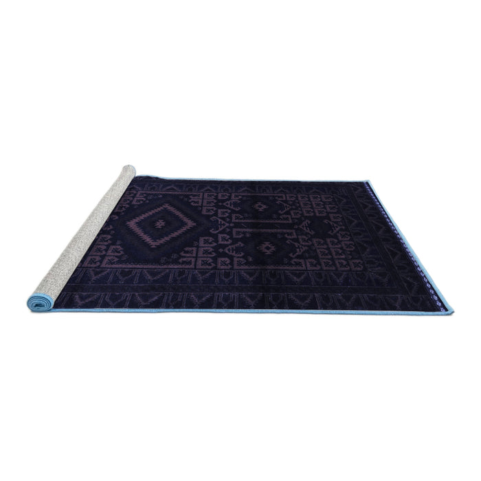 Sideview of Machine Washable Persian Blue Traditional Rug, wshtr3111blu