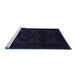 Sideview of Machine Washable Persian Blue Traditional Rug, wshtr3111blu