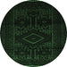 Round Persian Emerald Green Traditional Rug, tr3111emgrn