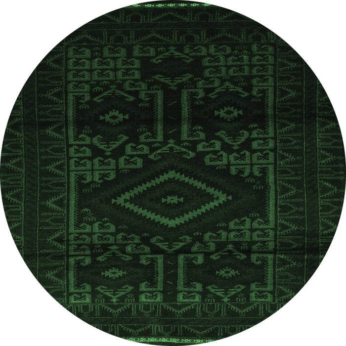 Round Machine Washable Persian Emerald Green Traditional Area Rugs, wshtr3111emgrn