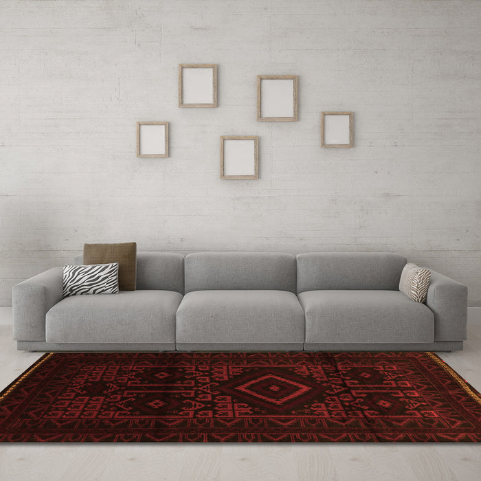 Machine Washable Persian Orange Traditional Area Rugs in a Living Room, wshtr3111org