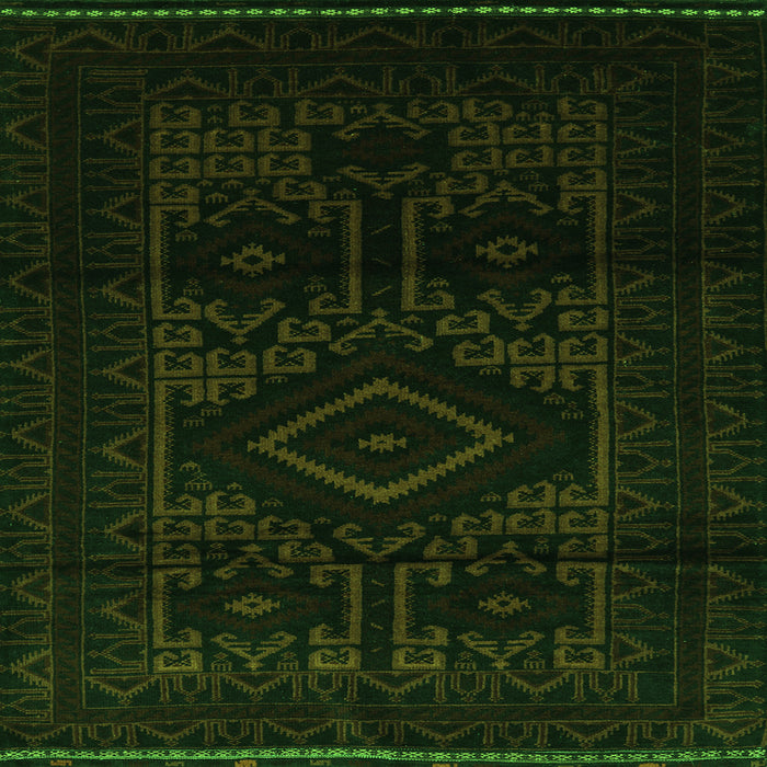 Round Machine Washable Persian Green Traditional Area Rugs, wshtr3111grn