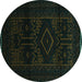 Round Persian Turquoise Traditional Rug, tr3111turq