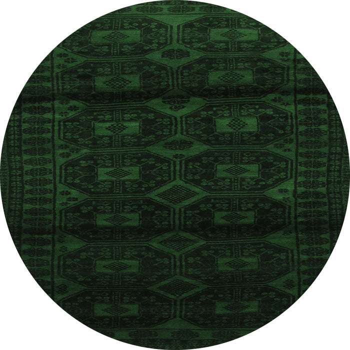 Round Machine Washable Persian Emerald Green Traditional Area Rugs, wshtr3112emgrn