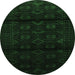 Round Machine Washable Persian Emerald Green Traditional Area Rugs, wshtr3112emgrn