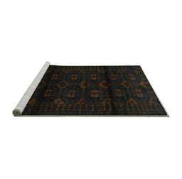 Sideview of Machine Washable Persian Turquoise Traditional Area Rugs, wshtr3112turq