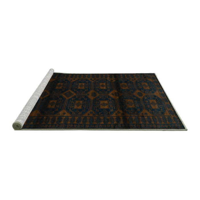Sideview of Machine Washable Persian Turquoise Traditional Area Rugs, wshtr3112turq