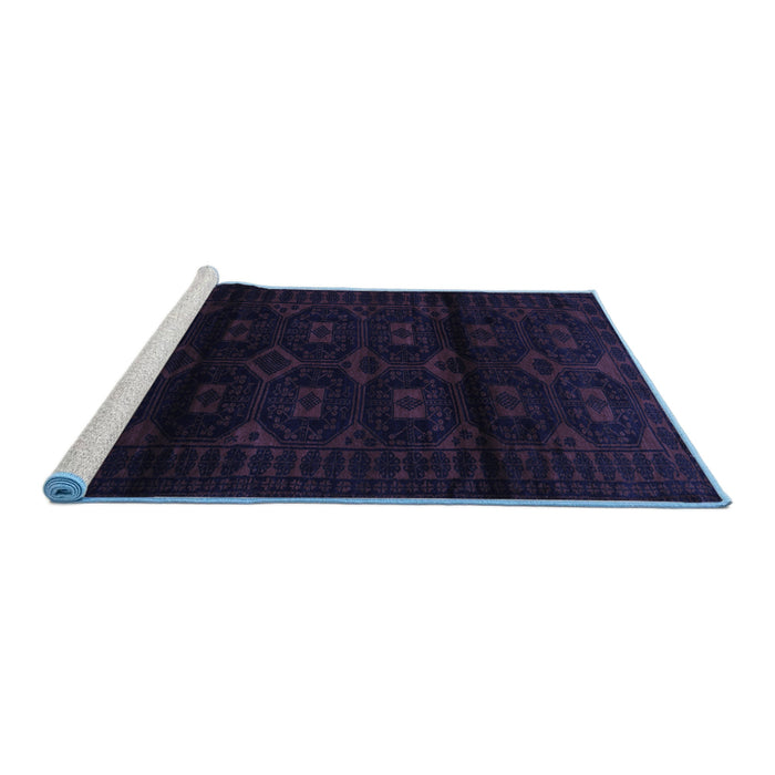 Sideview of Machine Washable Persian Blue Traditional Rug, wshtr3112blu