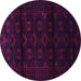 Round Persian Purple Traditional Rug, tr3112pur