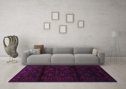 Machine Washable Persian Purple Traditional Area Rugs in a Living Room, wshtr3112pur