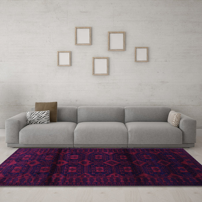 Machine Washable Persian Purple Traditional Area Rugs in a Living Room, wshtr3112pur
