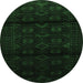 Round Persian Emerald Green Traditional Rug, tr3112emgrn
