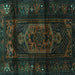 Square Machine Washable Persian Turquoise Traditional Area Rugs, wshtr3113turq