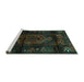 Sideview of Machine Washable Persian Turquoise Traditional Area Rugs, wshtr3113turq