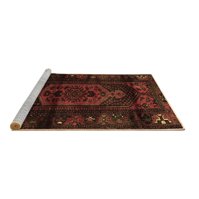 Sideview of Machine Washable Persian Brown Traditional Rug, wshtr3113brn