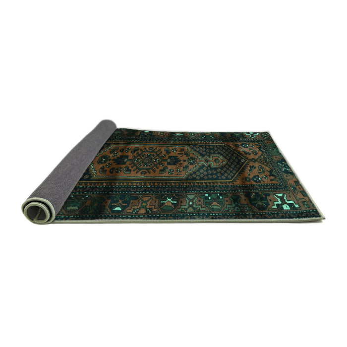Sideview of Persian Turquoise Traditional Rug, tr3113turq