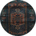 Round Persian Light Blue Traditional Rug, tr3113lblu