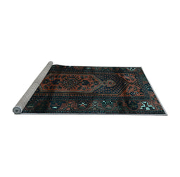 Sideview of Machine Washable Persian Light Blue Traditional Rug, wshtr3113lblu