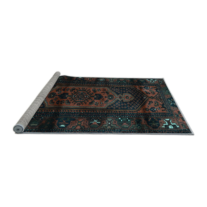 Sideview of Machine Washable Persian Light Blue Traditional Rug, wshtr3113lblu