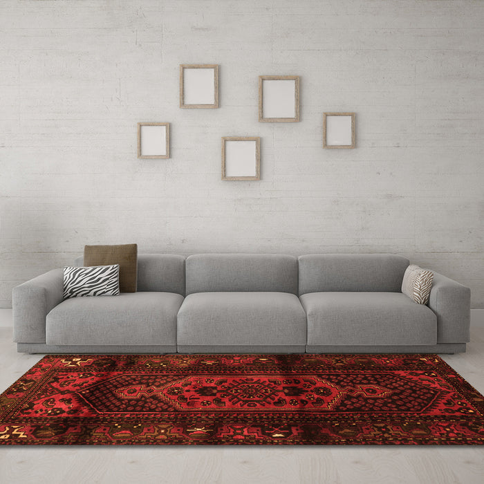 Machine Washable Persian Orange Traditional Area Rugs in a Living Room, wshtr3113org