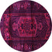 Round Persian Pink Traditional Rug, tr3113pnk