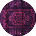 Round Machine Washable Persian Purple Traditional Area Rugs, wshtr3113pur