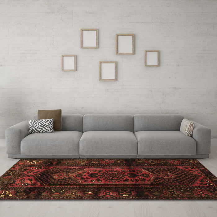 Machine Washable Persian Brown Traditional Rug in a Living Room,, wshtr3113brn