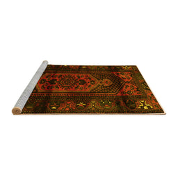 Sideview of Machine Washable Persian Yellow Traditional Rug, wshtr3113yw